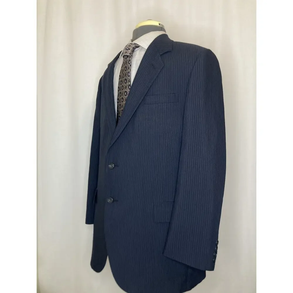 Kuppenheimer Mens 42R Blazer Blue Striped Wool Large 45